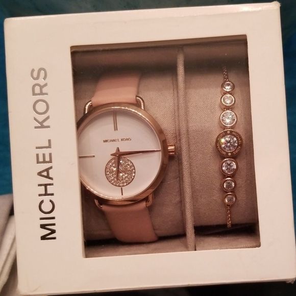 NEW MICHAEL KORS PORTIA WATCH W/BRACELET ROSEGOLD